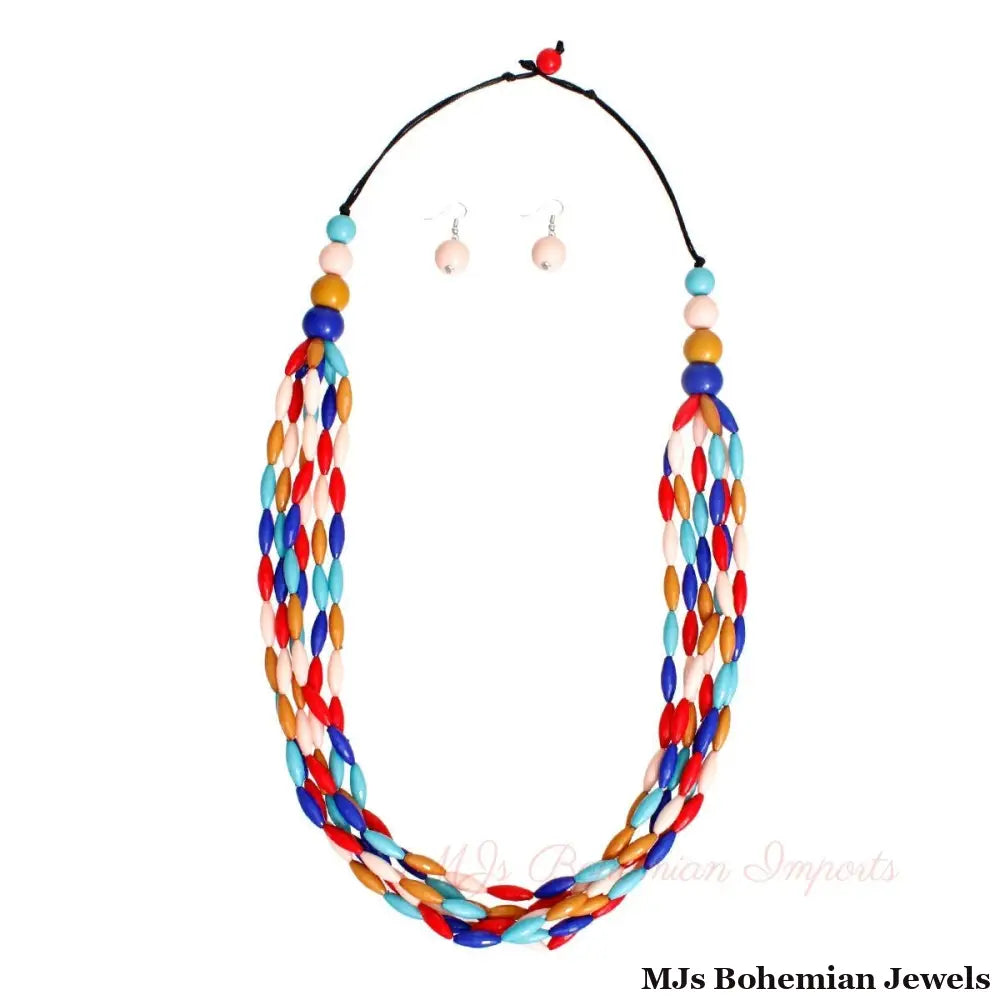 Long Multi Color Toggle Necklace