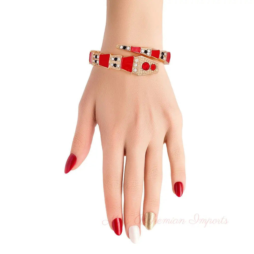 Luxury Red 3D Snake Wrap Cuff