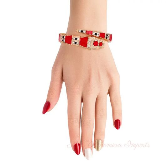 Luxury Red 3D Snake Wrap Cuff