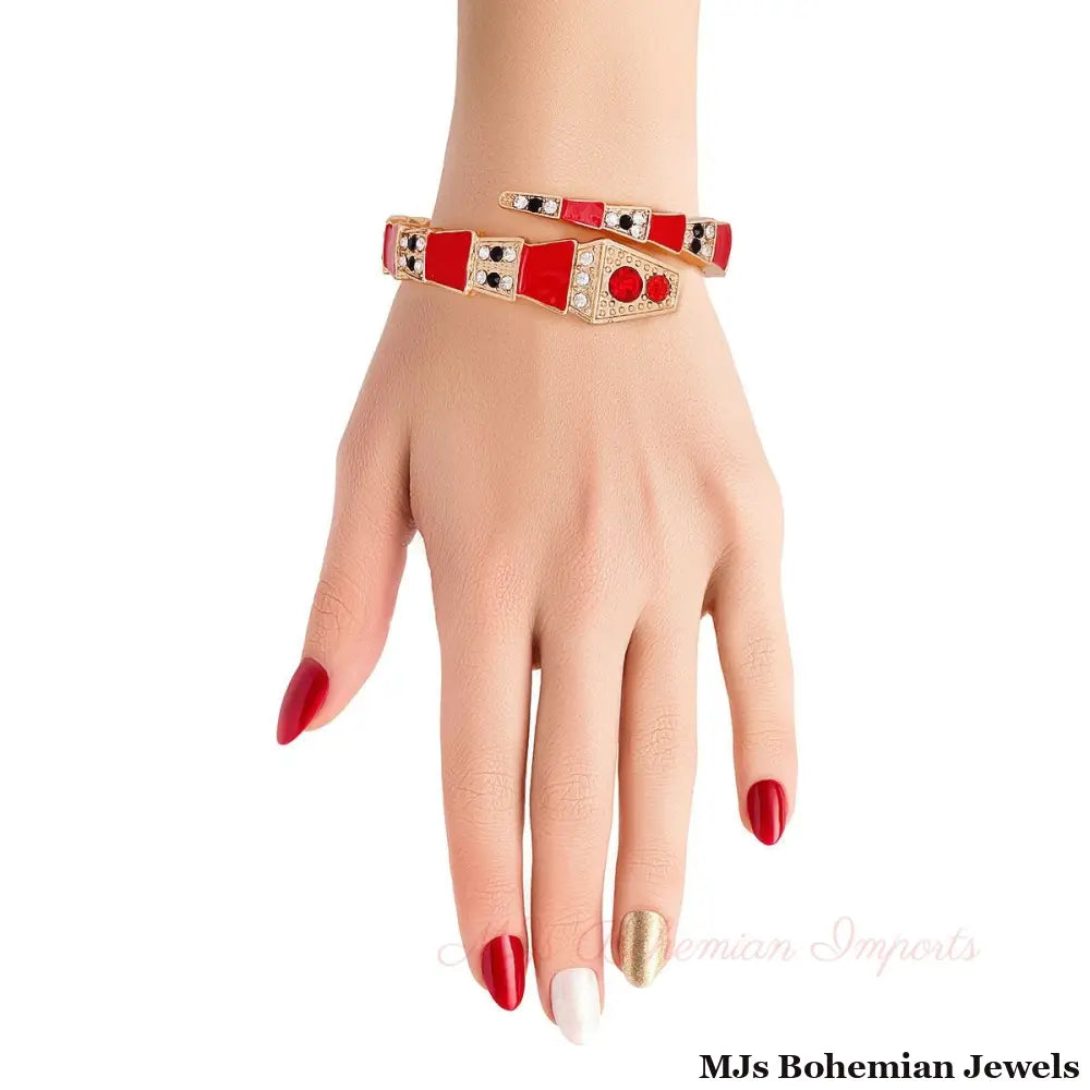 Luxury Red 3D Snake Wrap Cuff