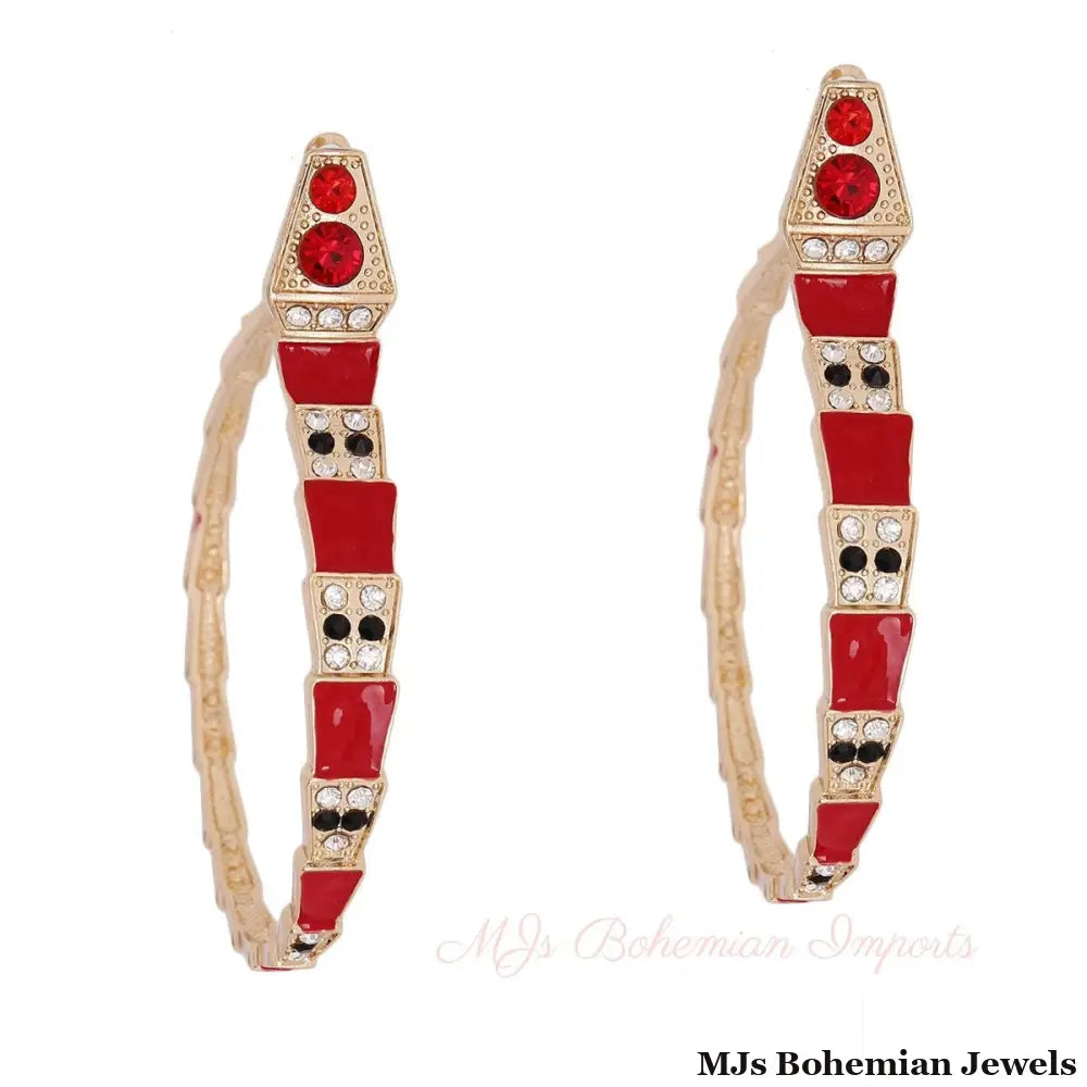 Luxury Red 3D Snake Wrap Hoops