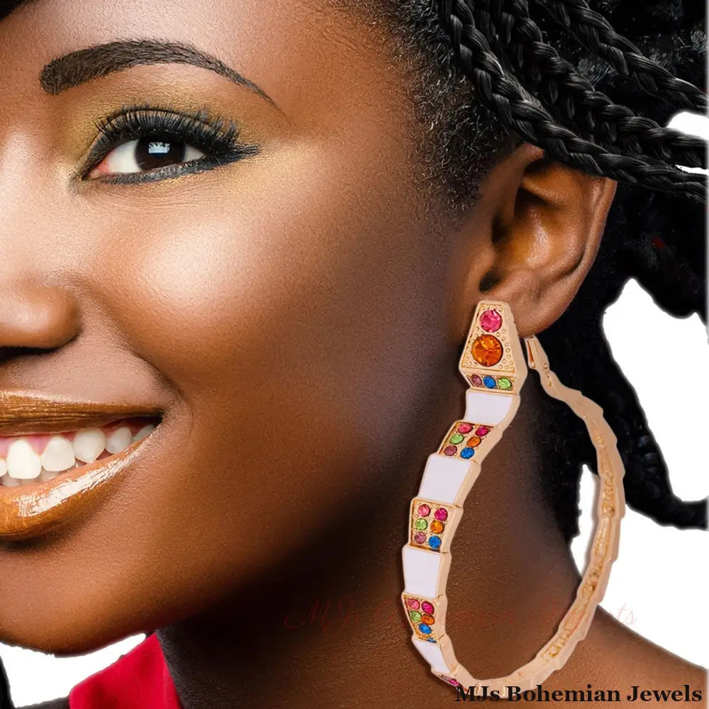 Luxury White 3D Snake Wrap Hoops