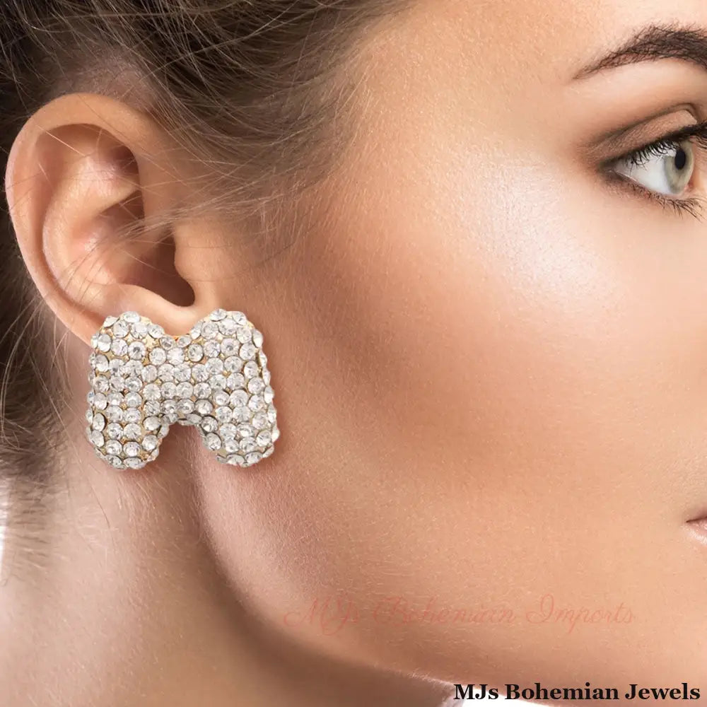 M Initial Rhinestone Studs