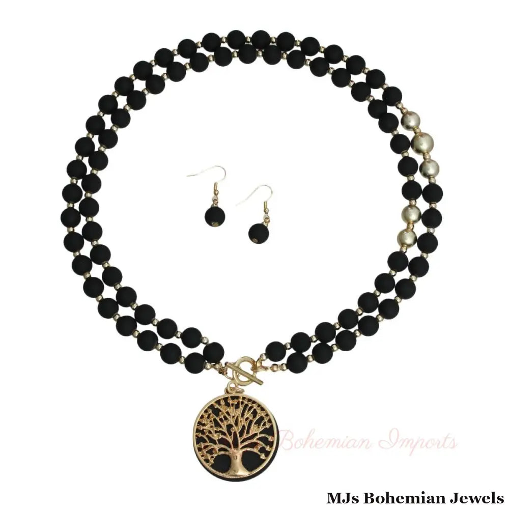 Matte Black Tree of Life Necklace