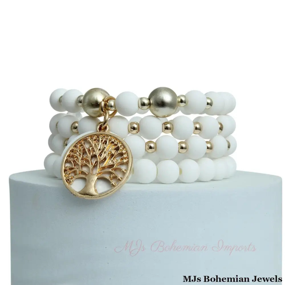 Matte White Tree of Life Bracelets