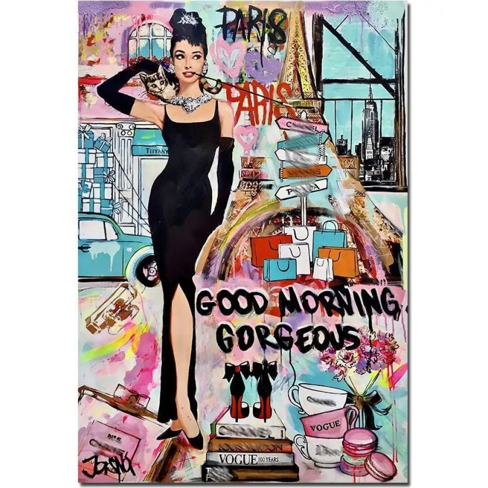 Modern Fashion Graffiti Art Female Poster Canvas Painting Home Decoration Frameless