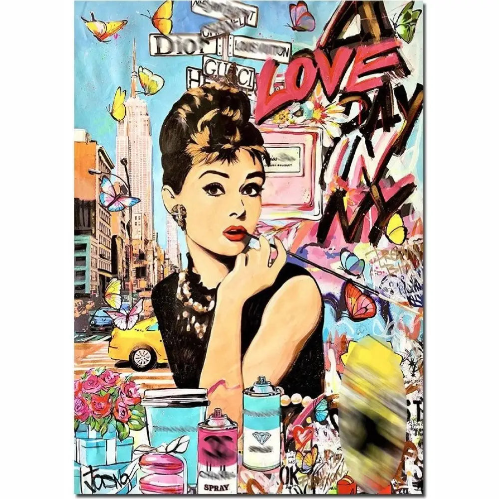Modern Fashion Graffiti Art Female Poster Canvas Painting Home Decoration Frameless