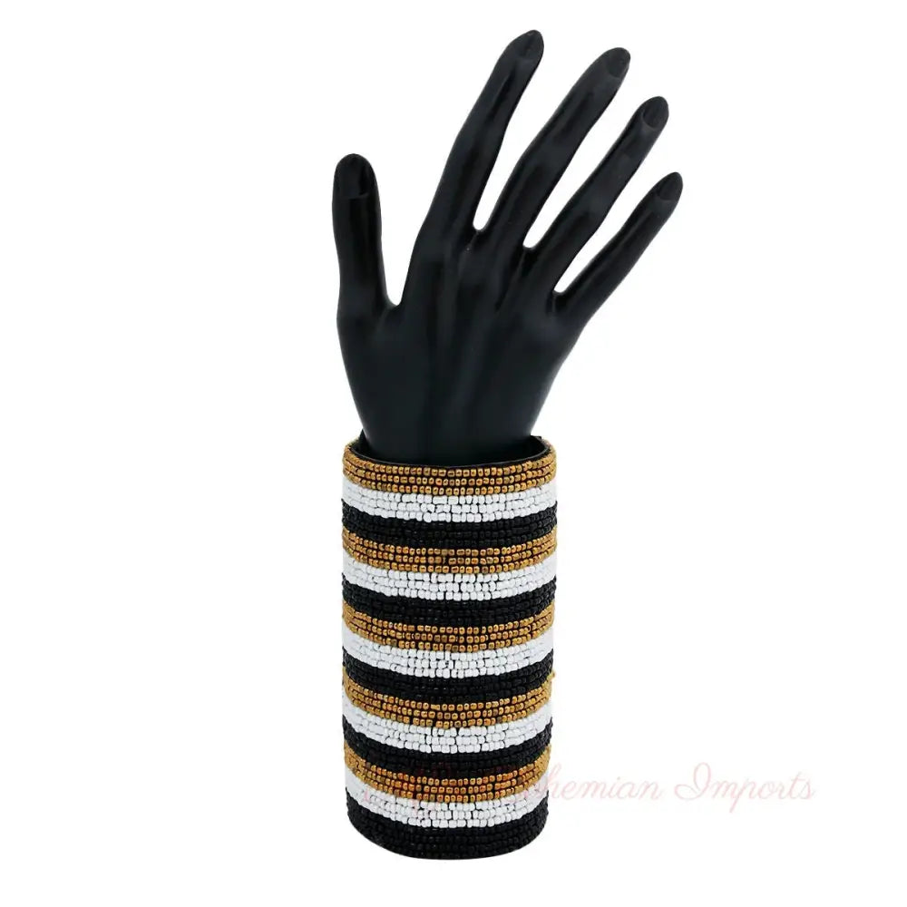 Monochrome Gold Beaded Arm Cuff