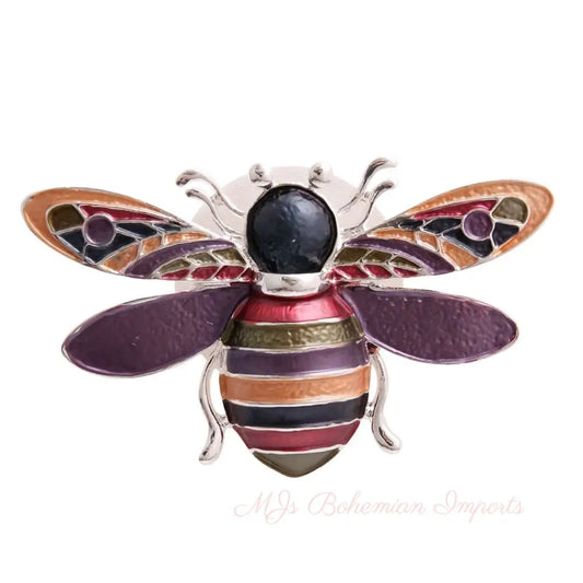 Multi and Silver Bee Magnet Brooch