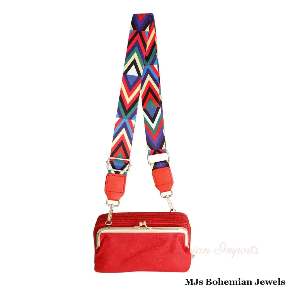 Multi Chevron Red Bag Strap