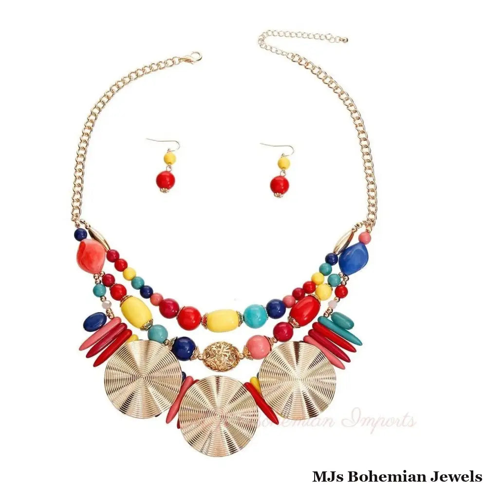 Multi Color Acrylic Bead and Gold Set