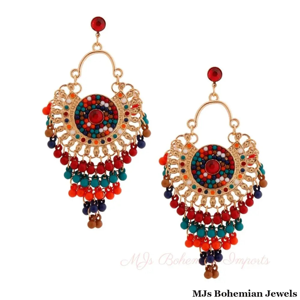 Multi Color Beaded Mandala Earrings