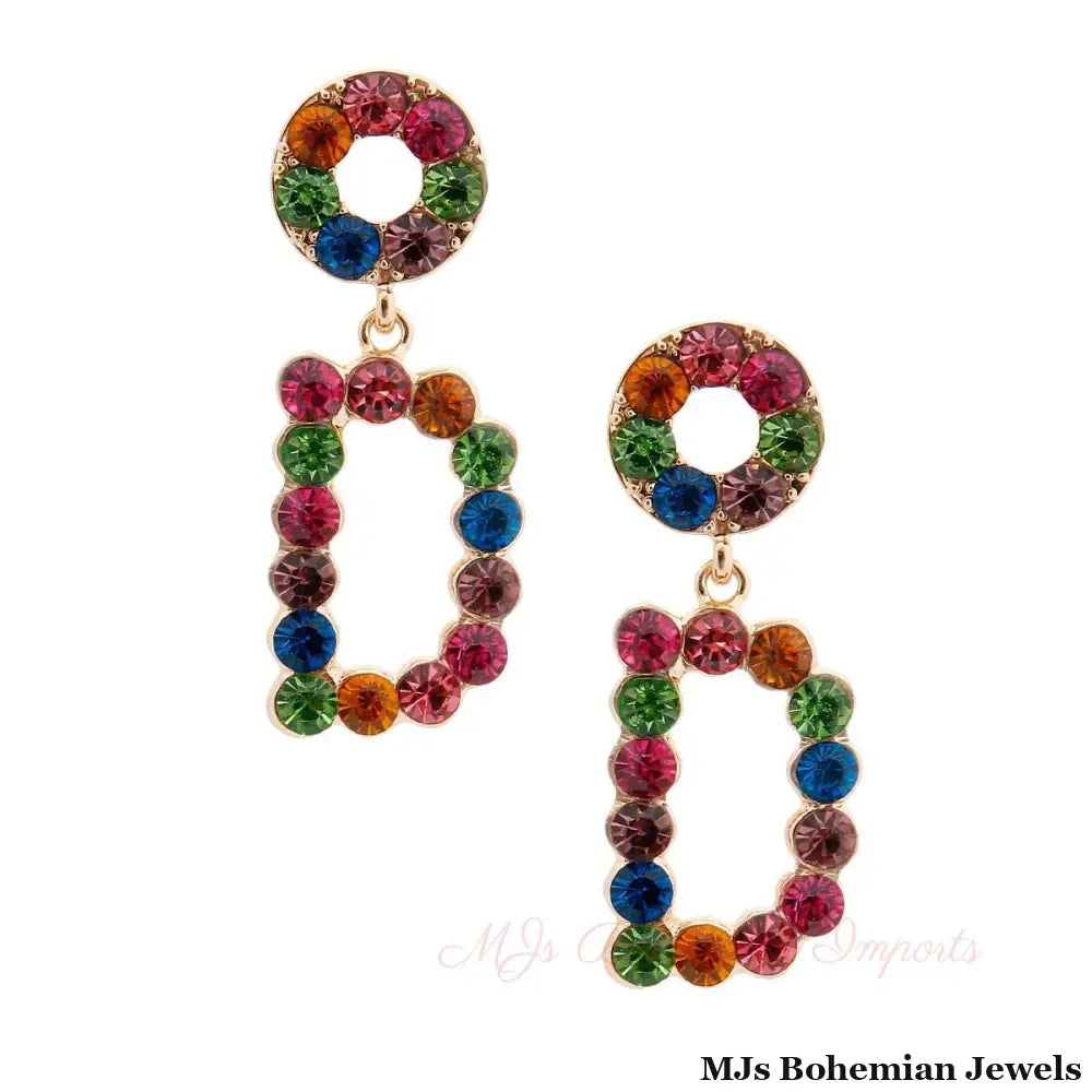 Multi Color Dangling D Earrings