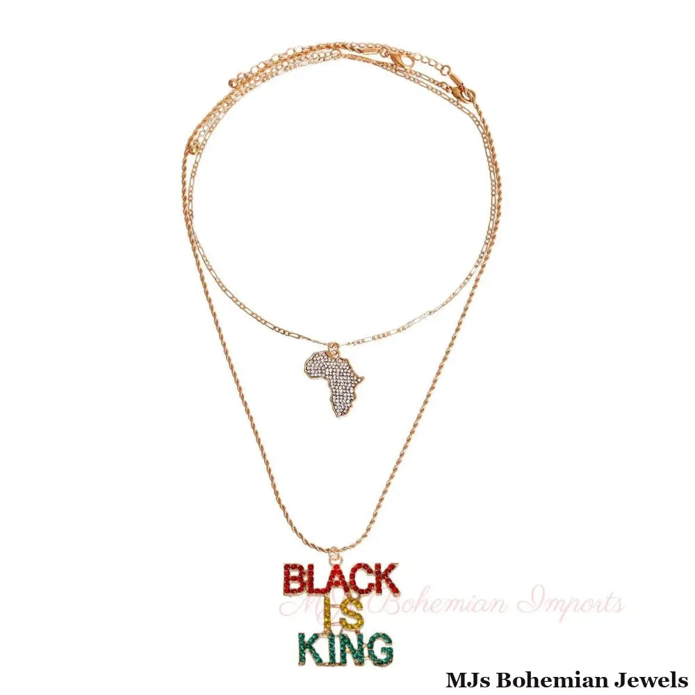 Multi Color Double Chain BLACK IS KING Necklace