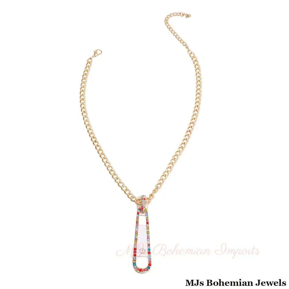 Multi Color Zipper Pendant Necklace