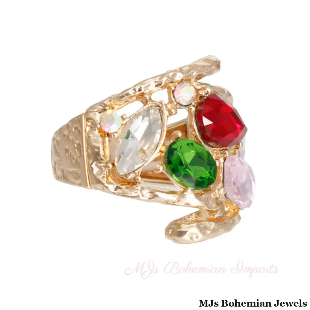 Multi Loop Crystal Ring