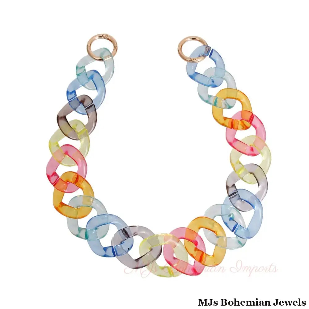 Multi Pastel Clear Link Chain Necklace