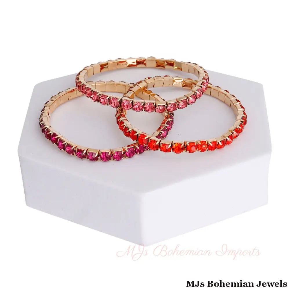 Multi Pink 5mm 3 Strand Bracelets