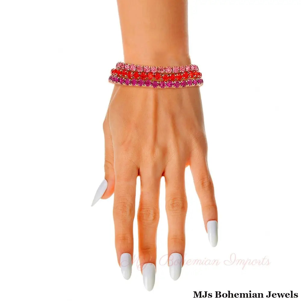 Multi Pink 5mm 3 Strand Bracelets