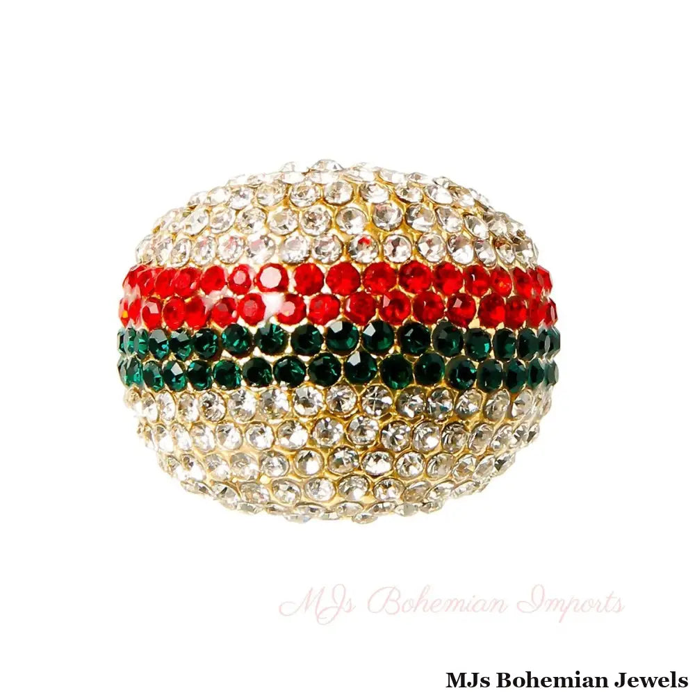 Multicolored Pave Rhinestone Dome Cocktail Ring