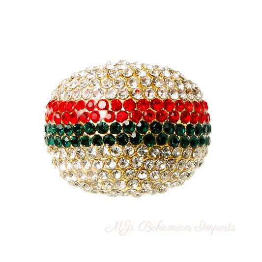 Multicolored Pave Rhinestone Dome Cocktail Ring