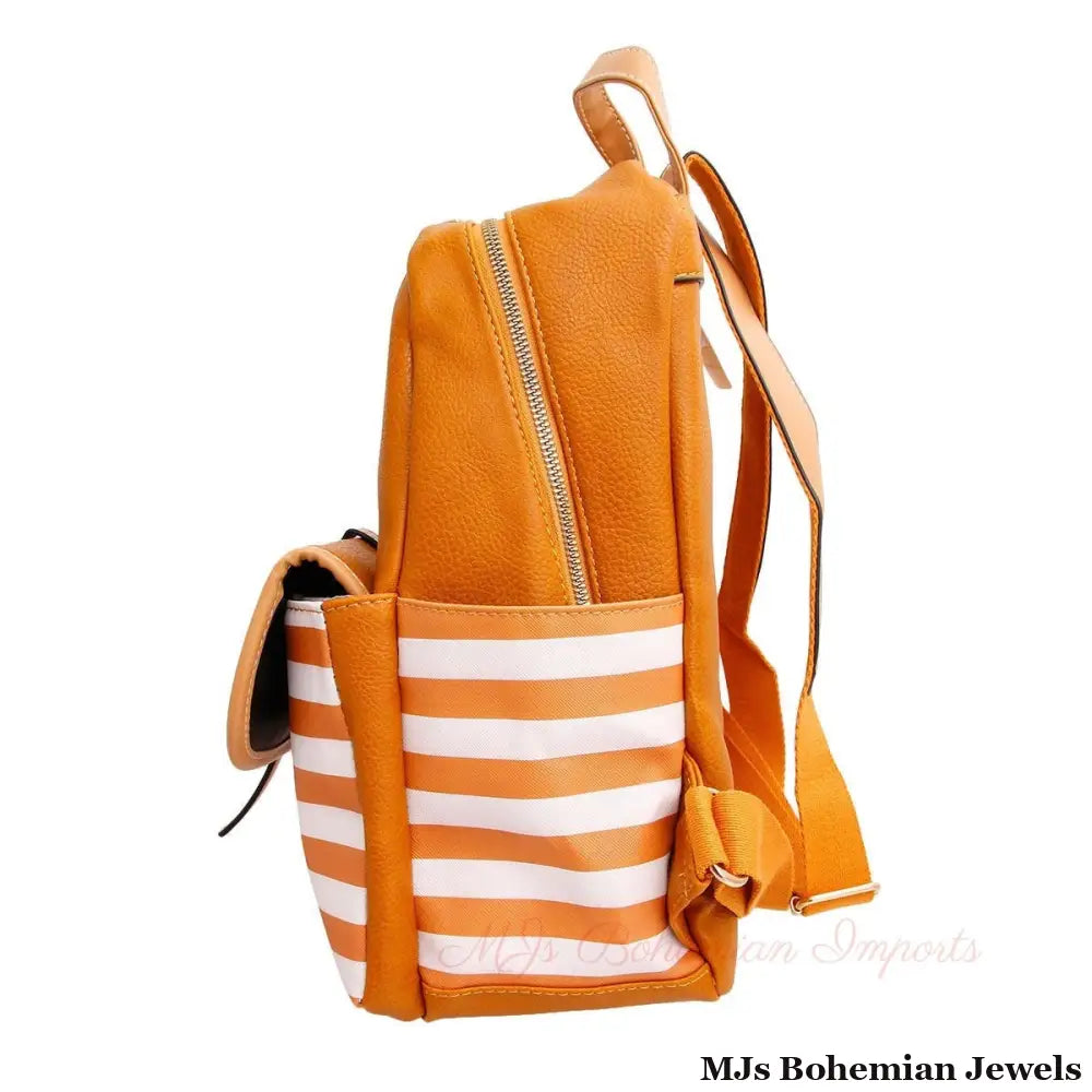 Mustard and White Stripe Backpack