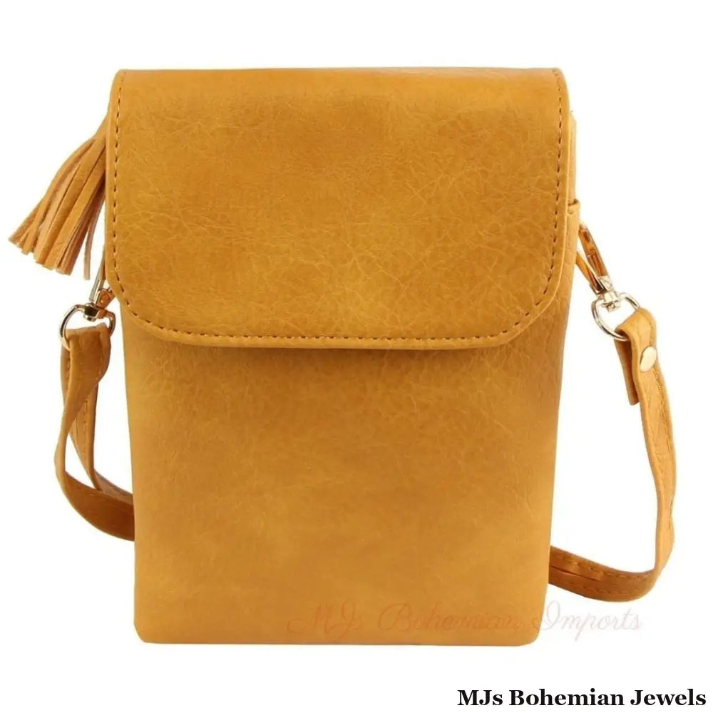 Mustard Flap Snap Mobile Crossbody