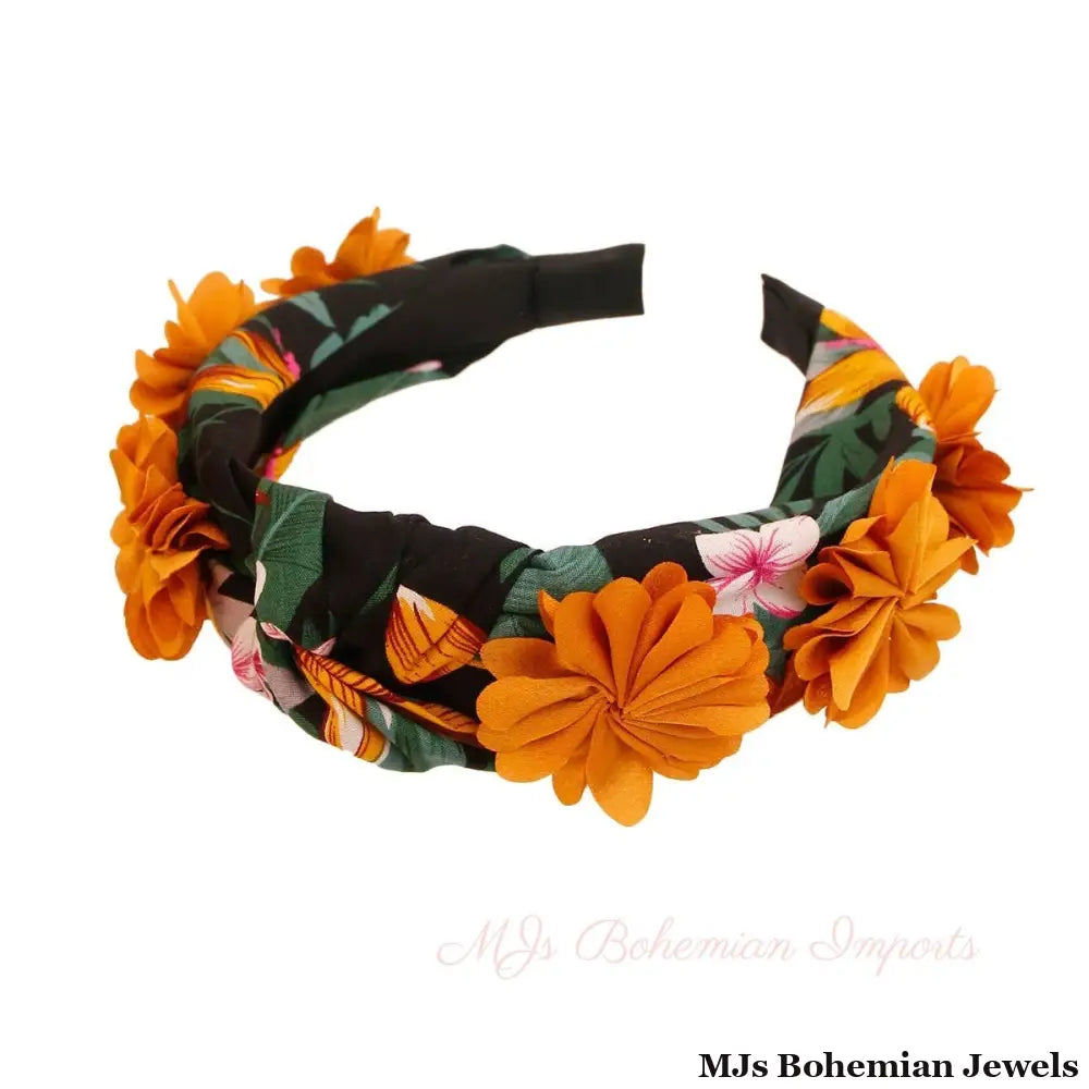 Mustard Flower Fabric Headband