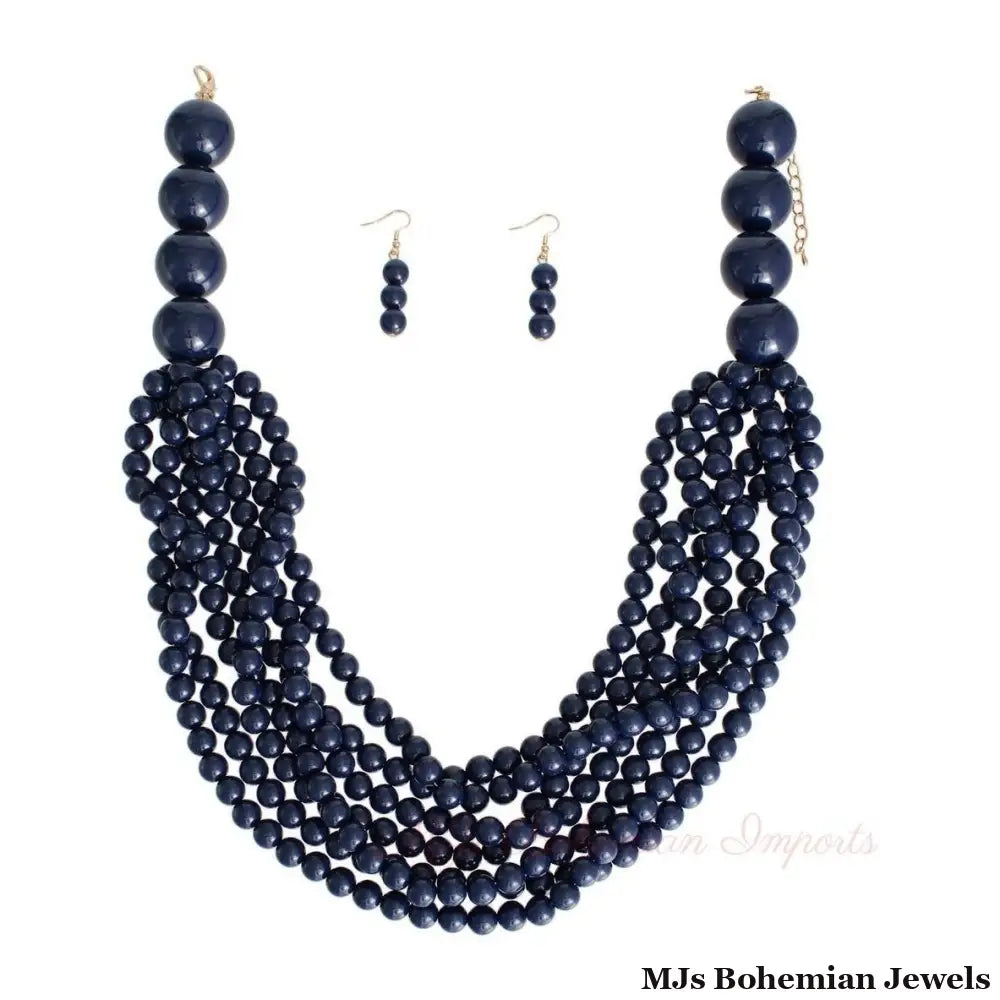 Navy Bubble Gum Bead Set