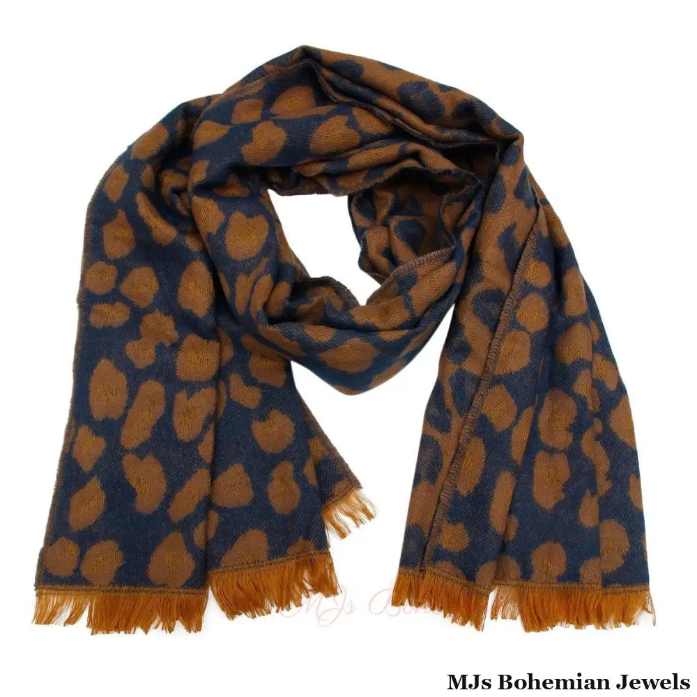 Navy Leopard Reversible Cozy Scarf