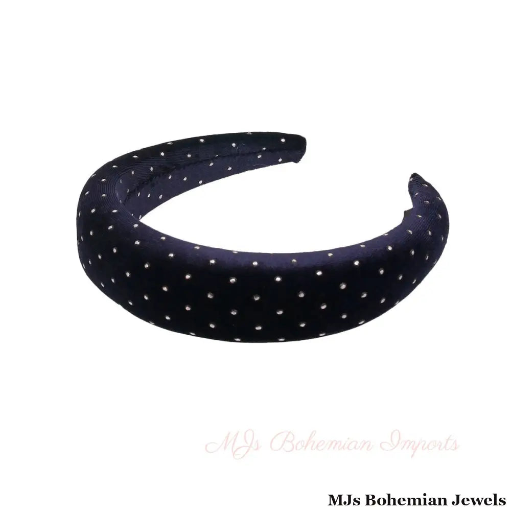 Navy Velvet Silver Stud Headband