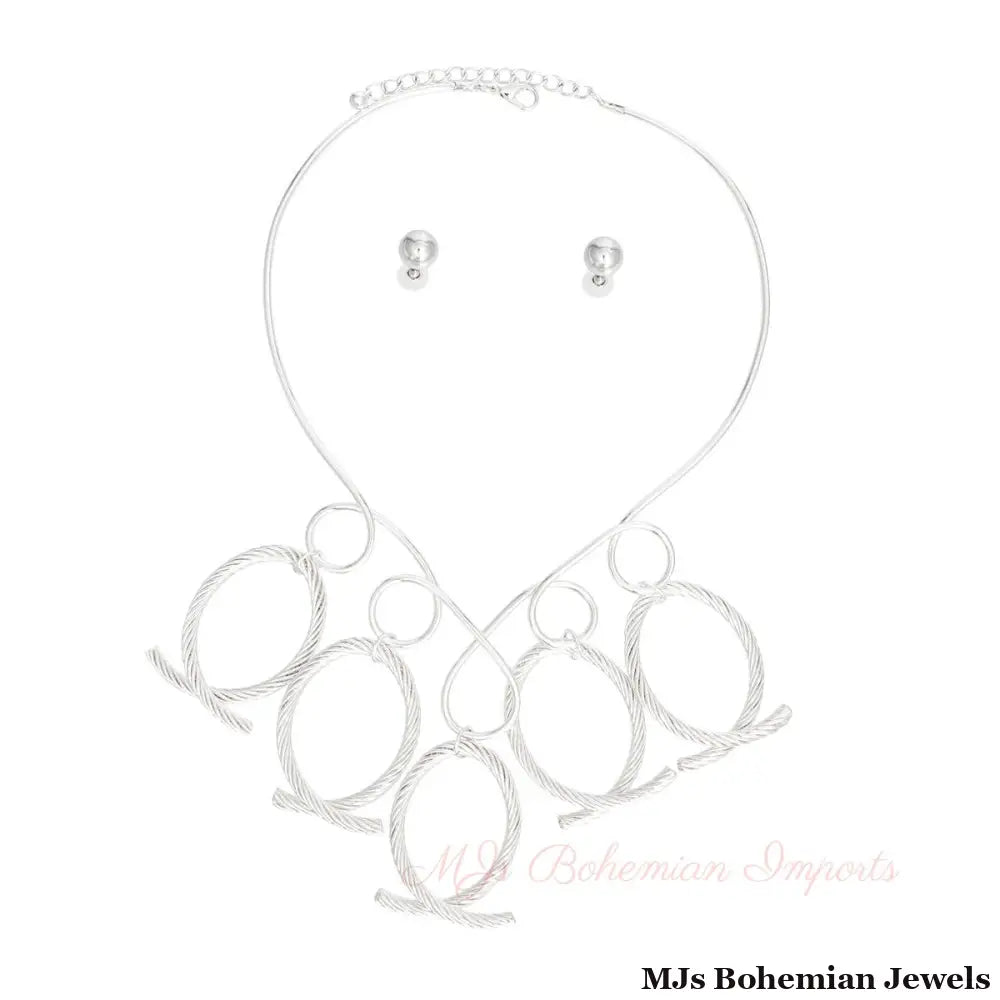 Necklace Silver Looped Cable Collar for Women