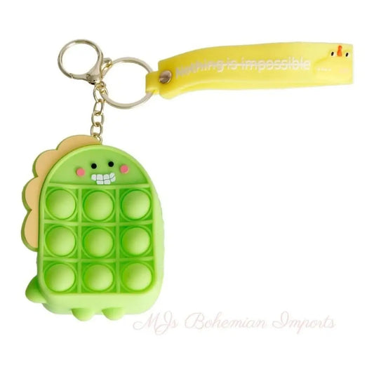 Neon Green Dino Bubble Pop Keychain