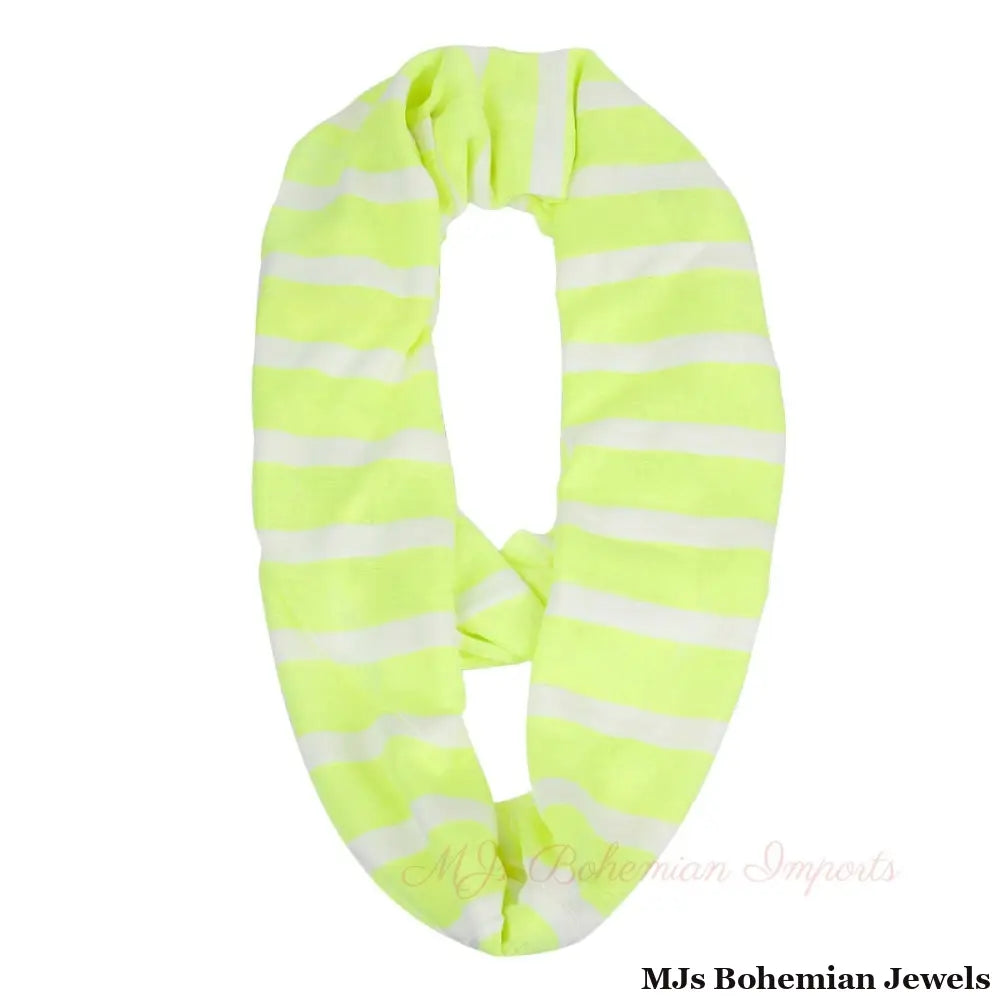 Neon Yellow Striped Infinity Scarf