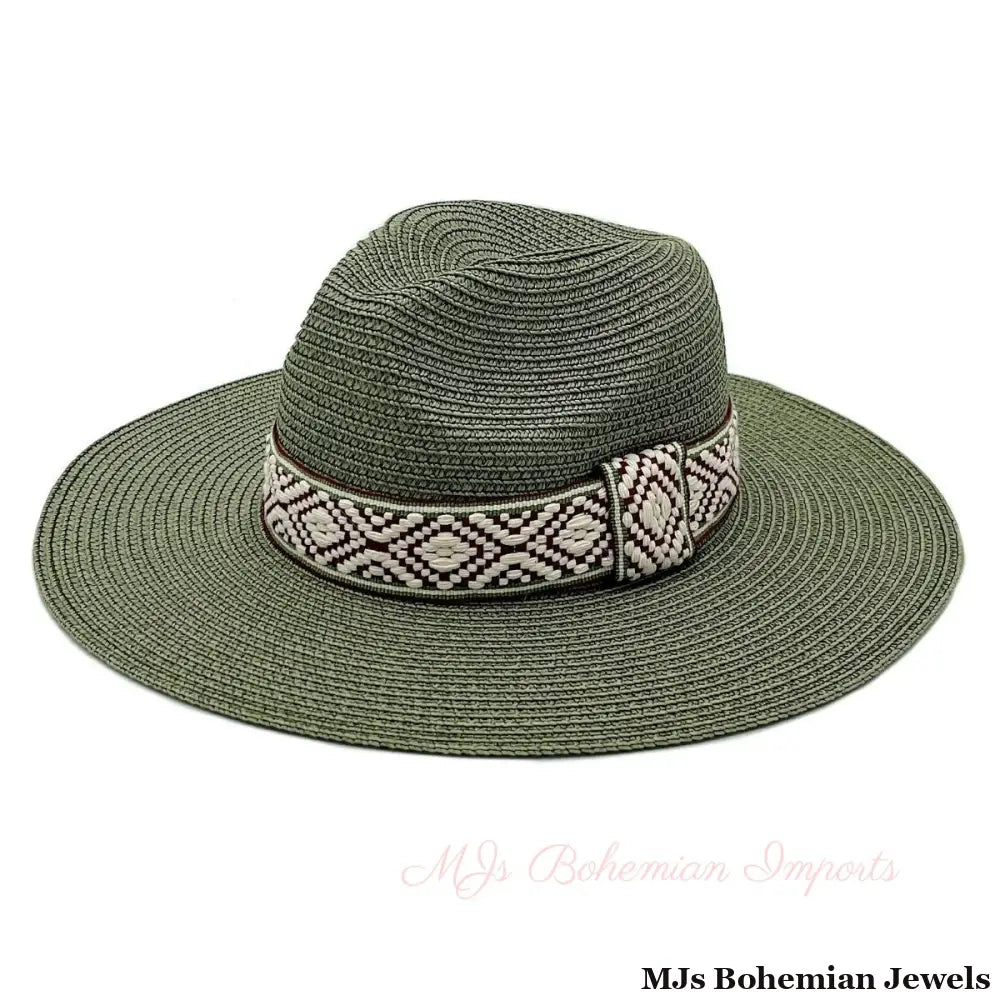 Olive Straw Panama Fedora