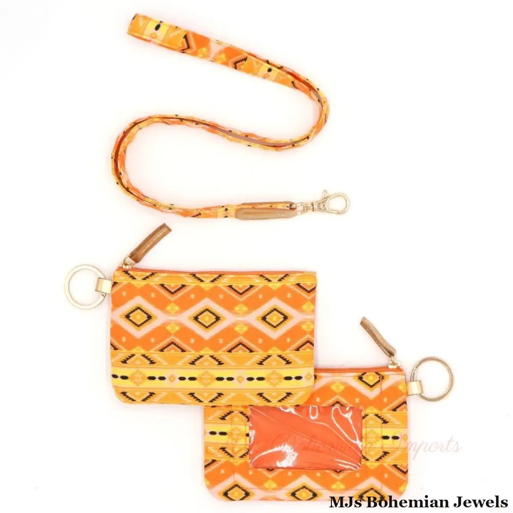 Orange Aztec Tribal ID Wallet