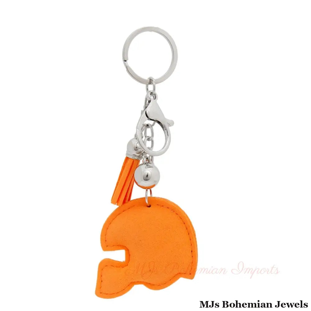 Orange Football Helmet Keychain Bag Charm