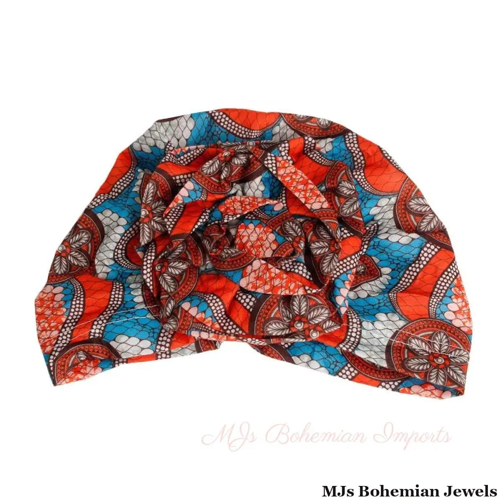 Orange Tribal Flower Knot Turban