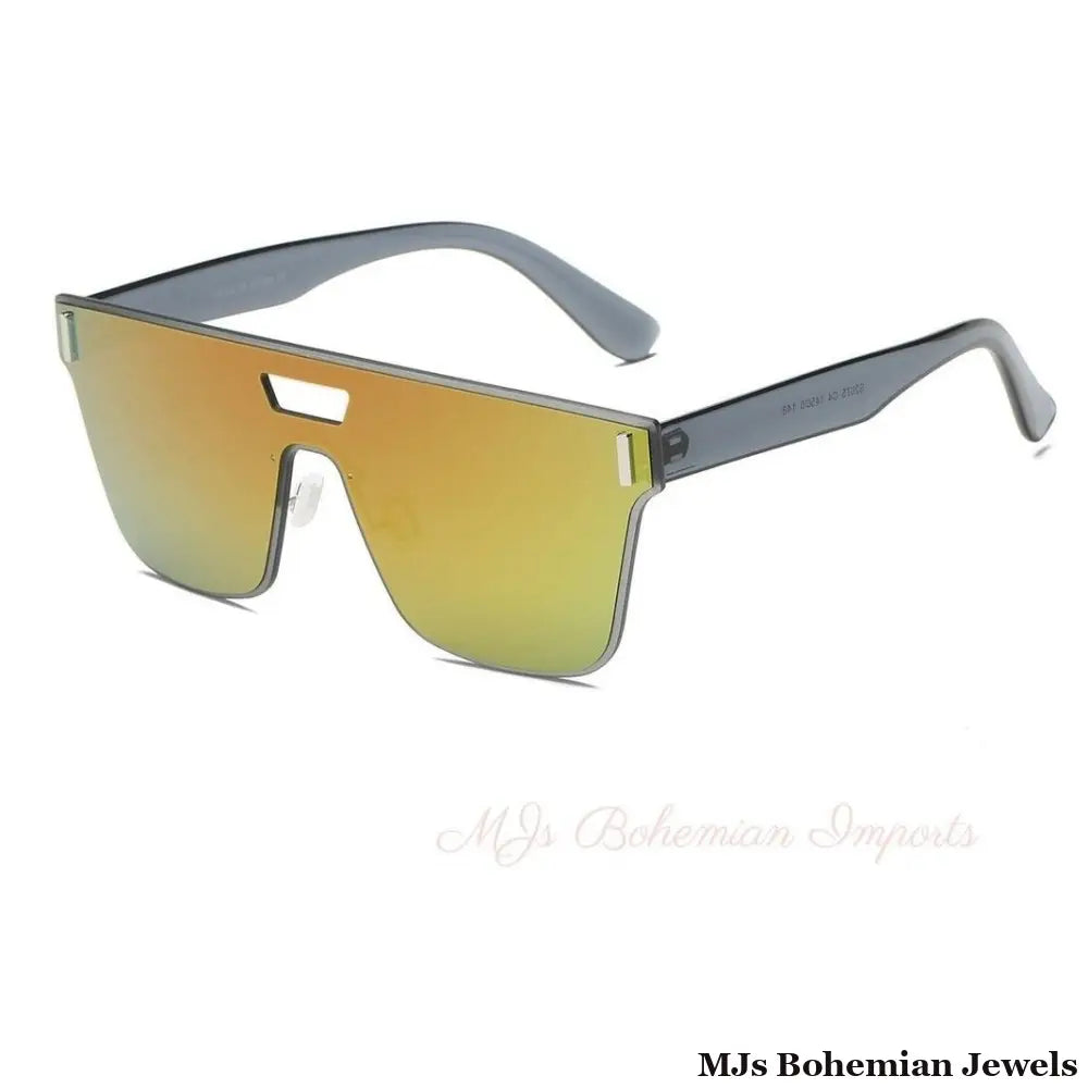 Orange Unisex Square Mirror Glasses