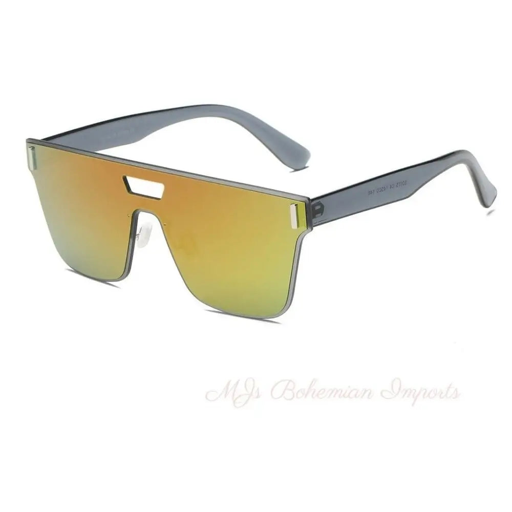 Orange Unisex Square Mirror Glasses