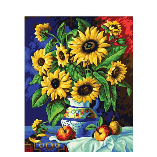 DIY Painting By Numbers Beautiful Sun Flower Paint By Numbers Acrylic Paint On Canvas diy picture drawing coloring canvas