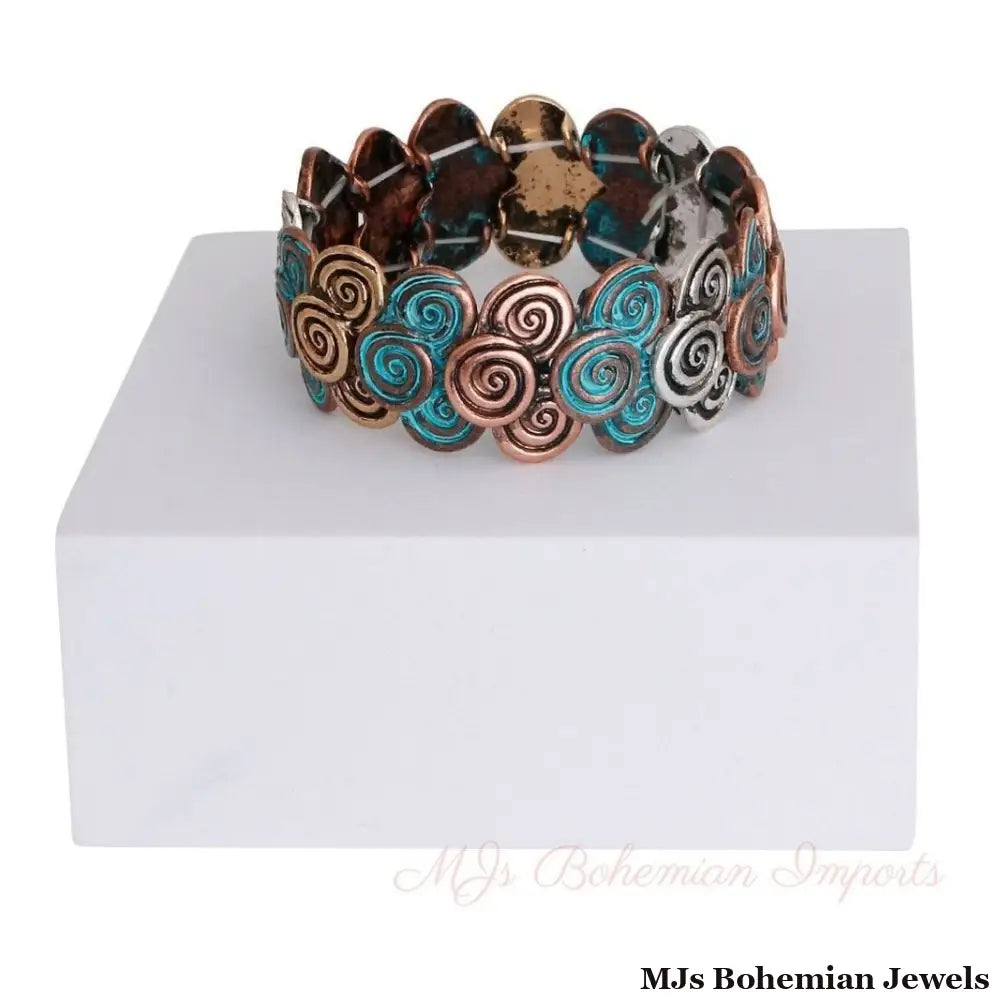 Patina Metal Swirled Bracelet