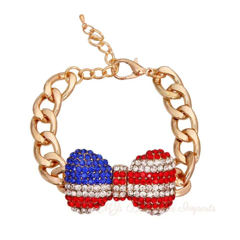 Patriotic Bow Chain Bracelet