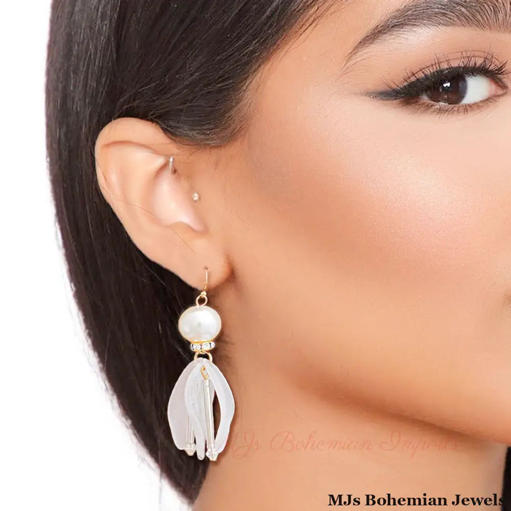 Pearl Petal Drop Earrings