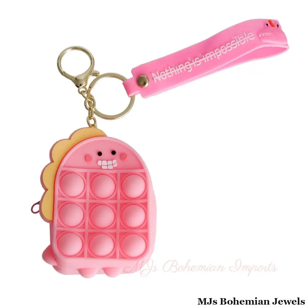 Pink Dino Bubble Pop Keychain