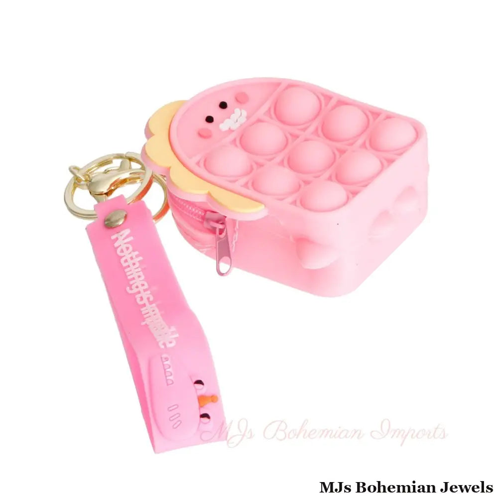 Pink Dino Bubble Pop Keychain