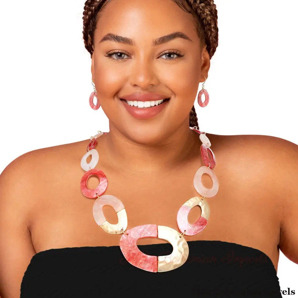 Pink Link Necklace Set