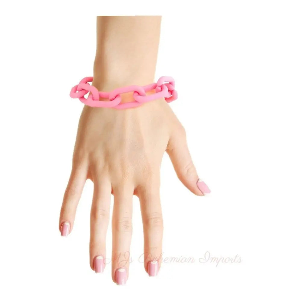 Pink Rubber Coated Chain Bracelet