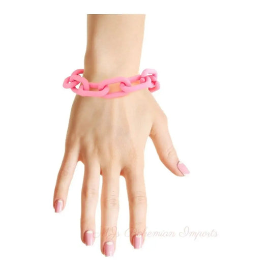 Pink Rubber Coated Chain Bracelet