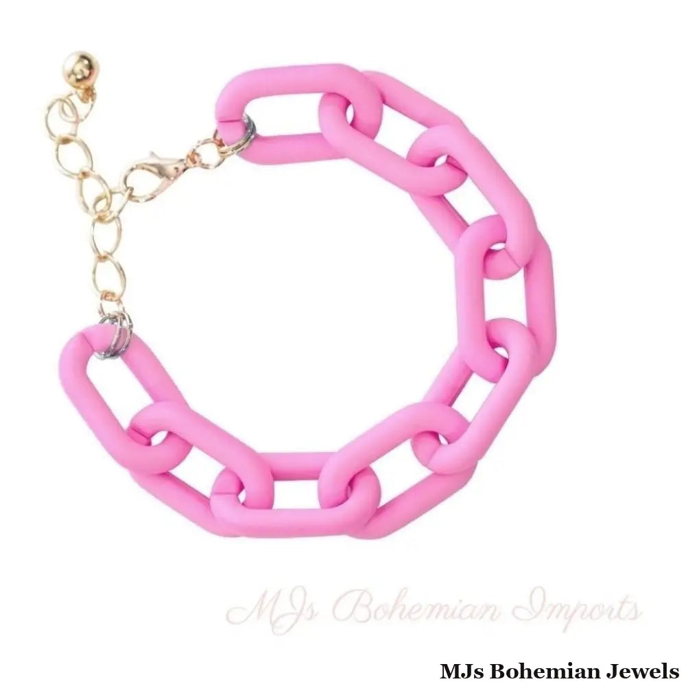 Pink Rubber Coated Chain Bracelet